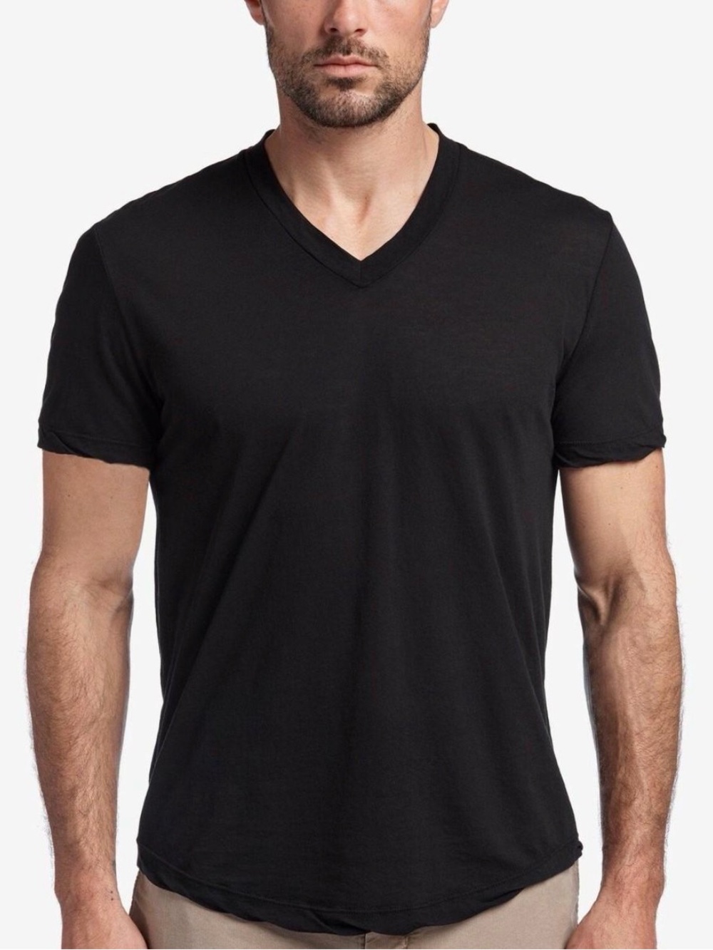 James Perse Men’s Black V-Neck T-Shirt Size 4 XL Made in USA